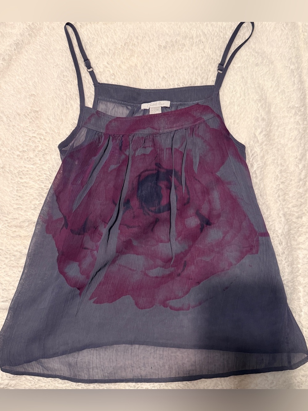 Vintage Y2K Charlotte Russe Sheer Abstract Rose Camisole Babydoll Top